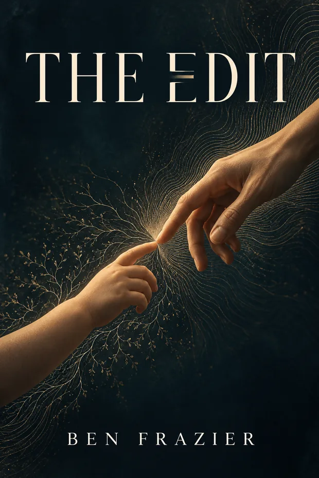 Cover of The Edit: an adult hand and an infant hand reaching toward each other.